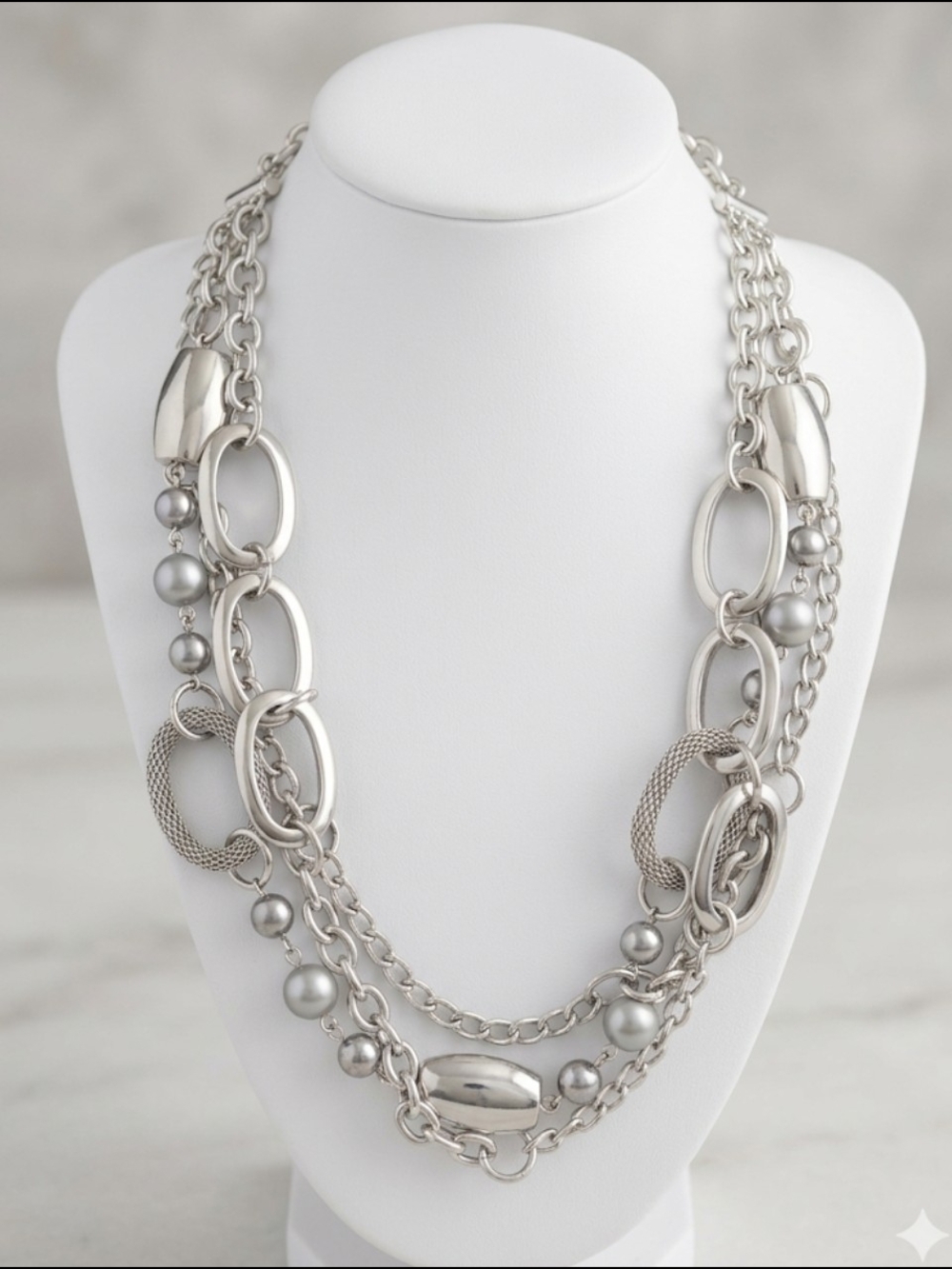 Premier Design Silver Multi-Chain Statement Necklace